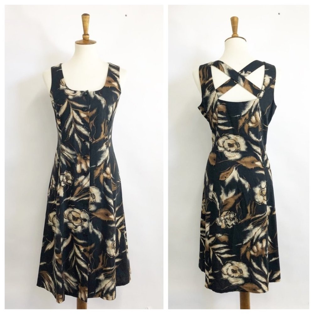 Coldwater Creek Cross Back Linen Midi dress
